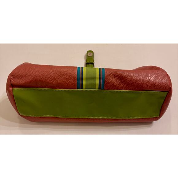 Tommy Hilfiger Pink/Green Shoulder Bag w/Charm Y2K Front Snap - Picture 7 of 9